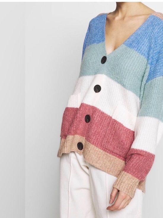 American Eagle Outfitters Sweaters - America Eagle  cozy Multi Stripe Button-Front Cardigan Sweater - Neutral & BlueX